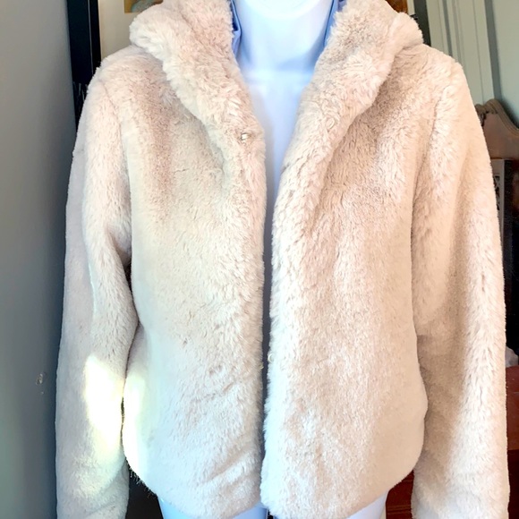Eight dreams pearls soft white beautiful winter faux fur hoodie coat - Picture 1 of 5